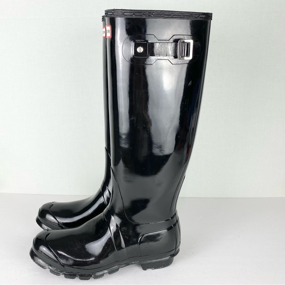 Hunter Tall Fully Waterproof Rain Boots Size 8 Female, 7 Male, Color Black gloss - Picture 5 of 9